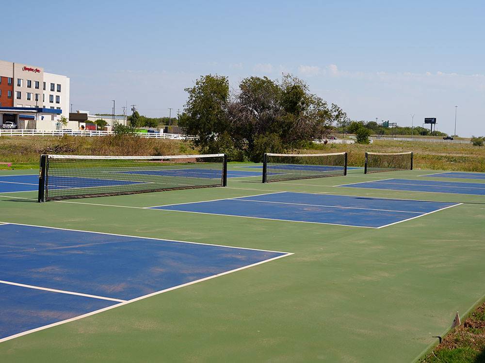 The pickle ball courts at Crossroads Luxury RV Park