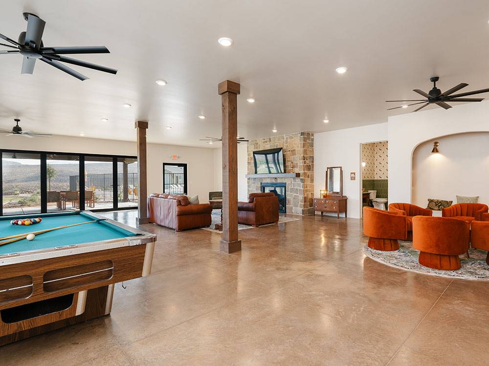 Seating and a pool table