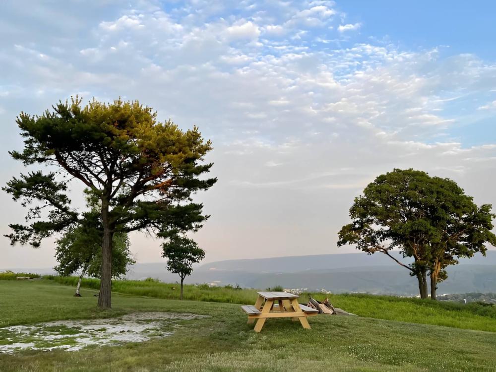 Panic table with mountain view at site 100 Mile View Camping