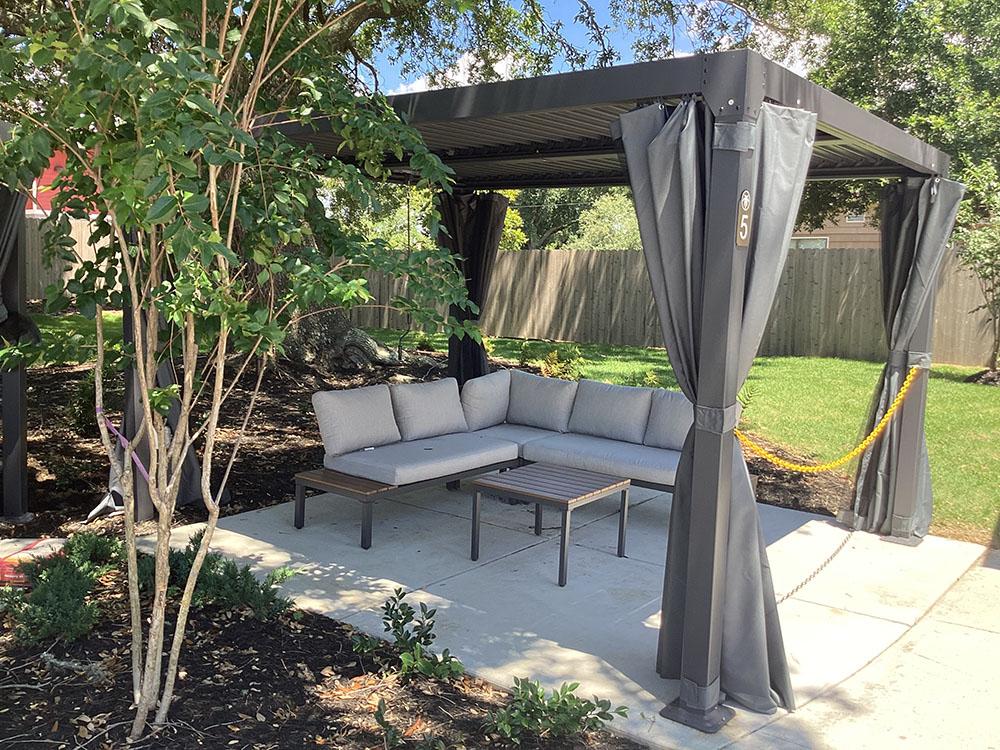 Covered seating area at GULFPORT LUXURY RV RESORT