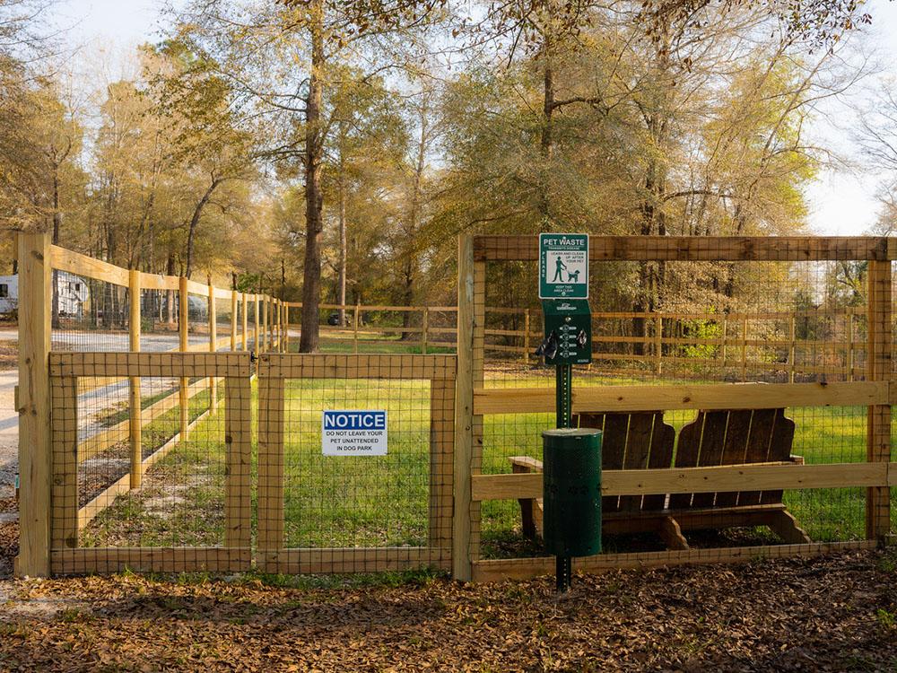 The fenced in pet area at DOGWOOD RV PARK