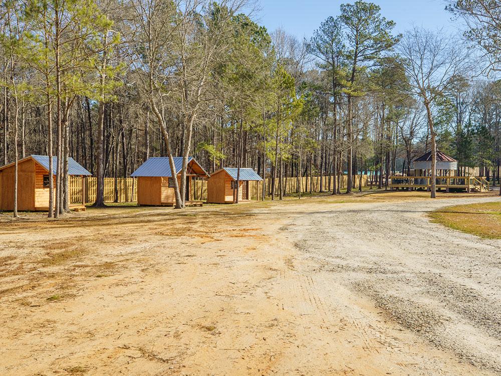 The gravel road going by our cabins for rent at SANWAR RV PARK & RESORT