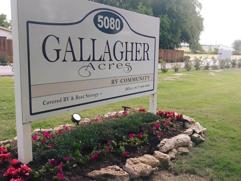 Welcome sign at Gallagher Acres RV Park