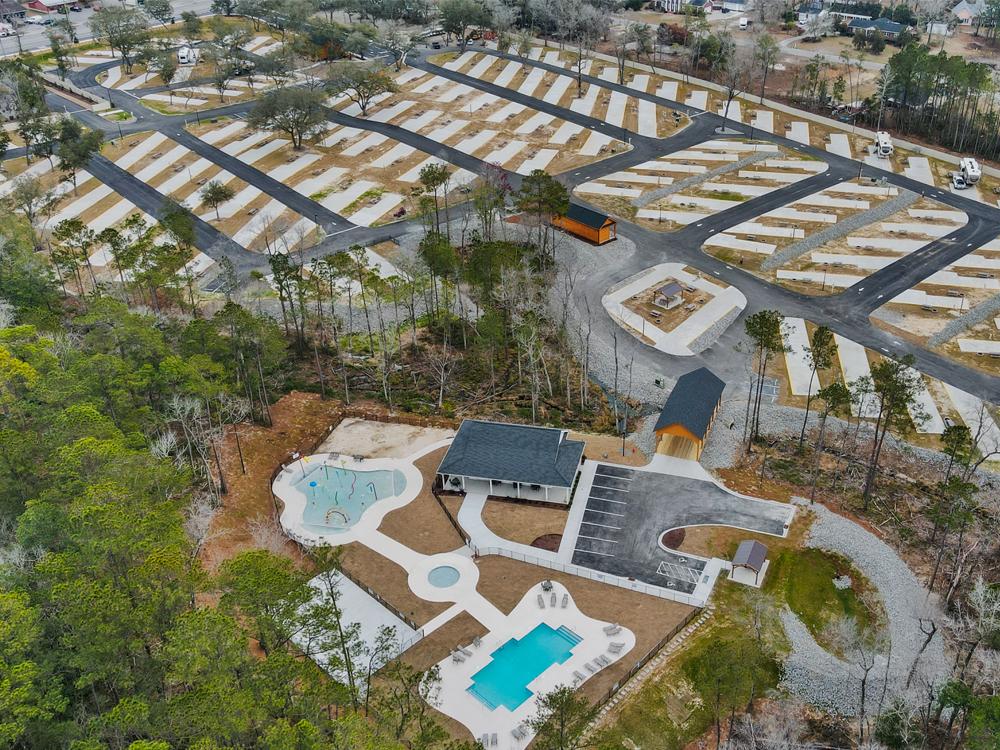 Aerial view of the campground at CROOKED OAKS RV PARK