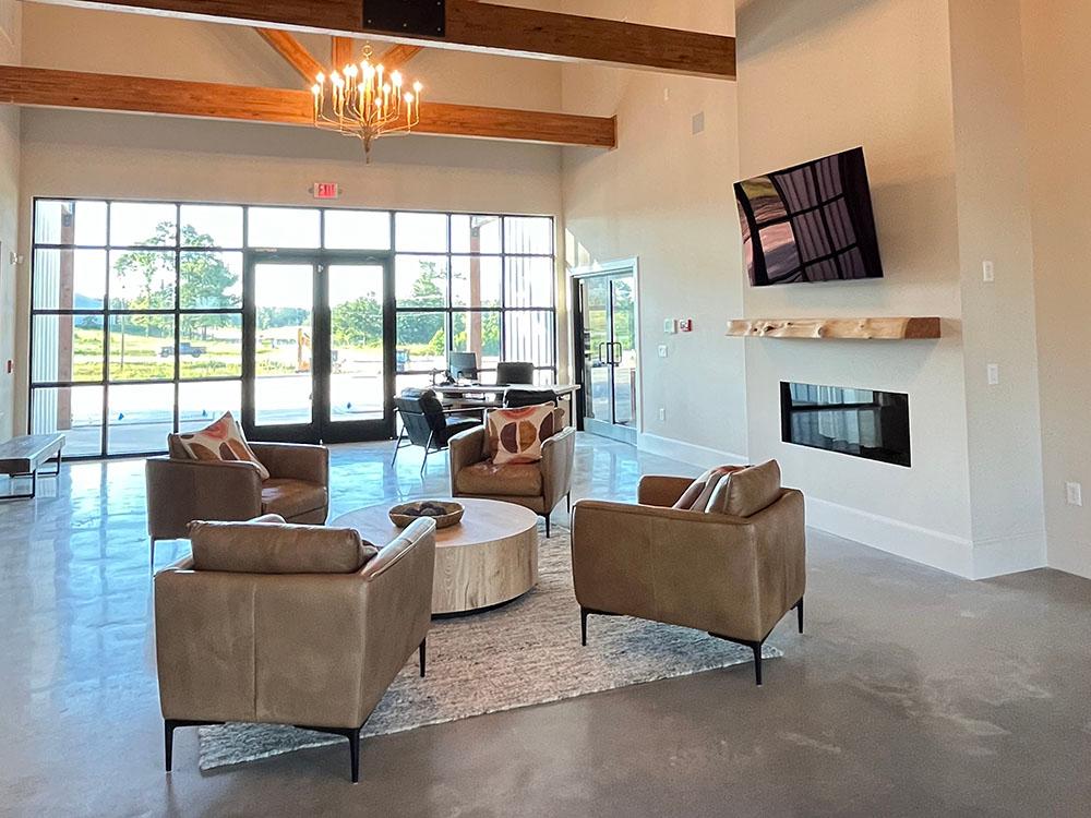 Interior sitting area in the clubhouse at WILLIS HILLSIDE RV RESORT