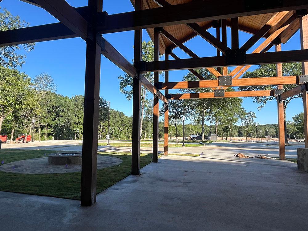 View from the clubhouse toward the park at WILLIS HILLSIDE RV RESORT