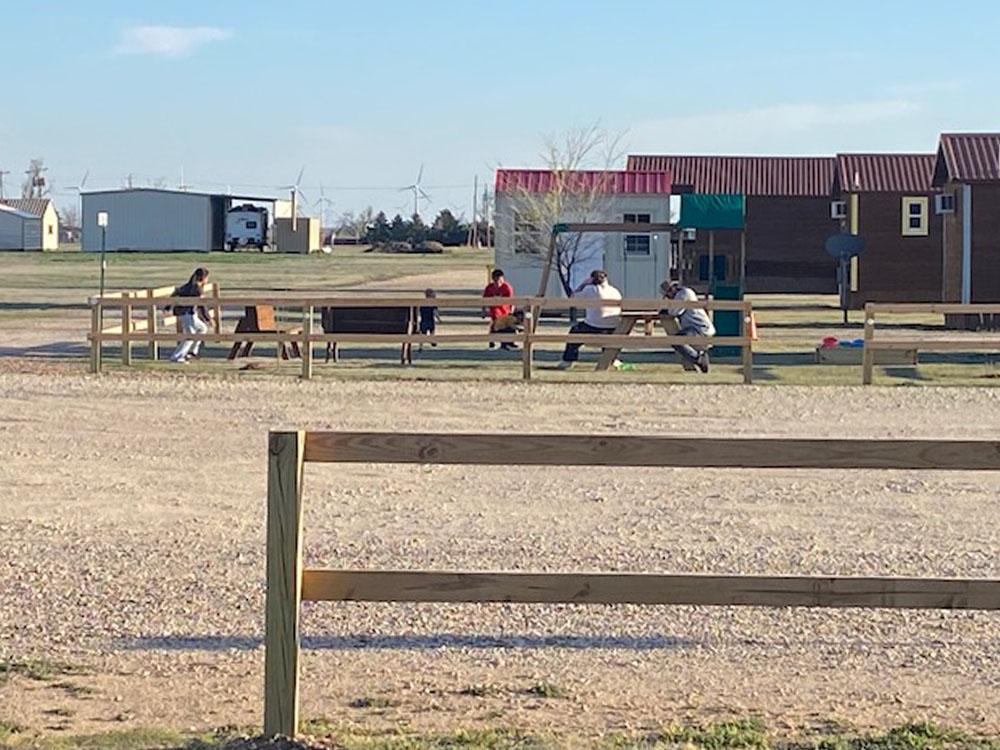 A play area near the rental cabins at SILVER WIND RV PARK AND CABINS