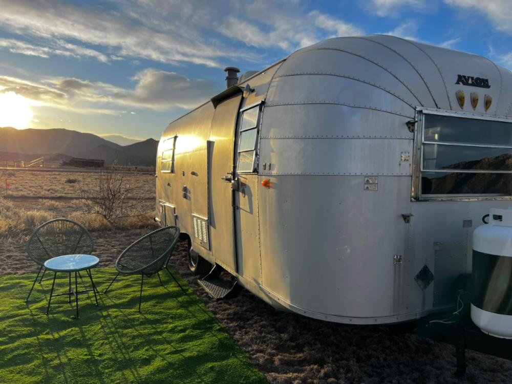 Vintage Airstream at sunset at Starlite Vintage Resort