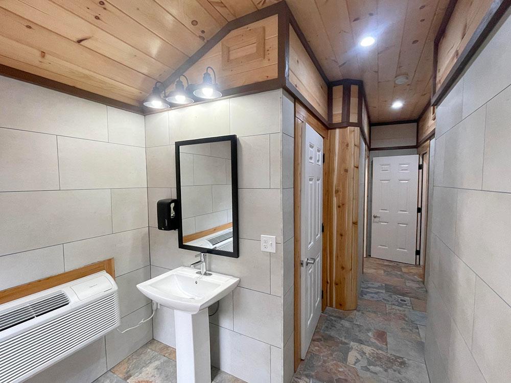 Inside view of the restroom at DUDLEY CREEK RV RESORT