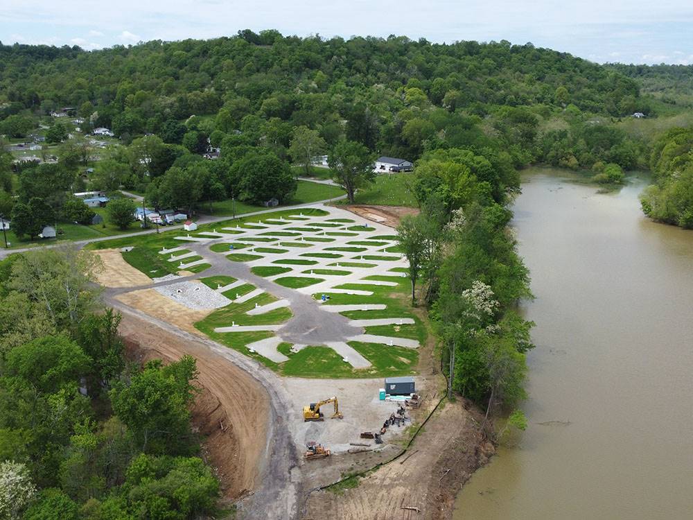 Aerial view of the park and river