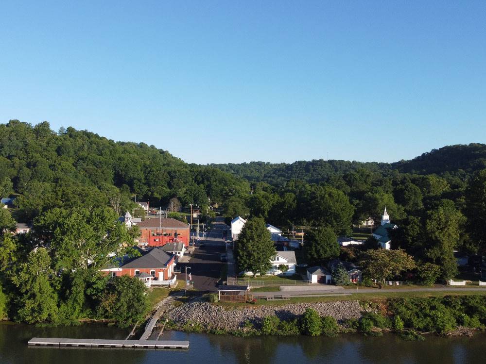 A view of the town across the river