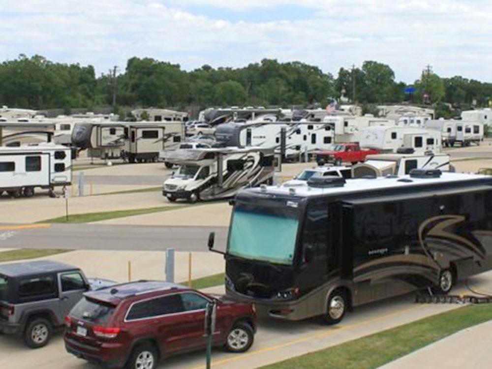 Aerial view of RVs in sites at TIMBER RIDGE RV PARK