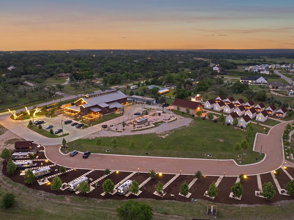 Aerial view of the park at STARDUST AIRSTREAM RV RESORT AT CEDAR BREAK LODGING