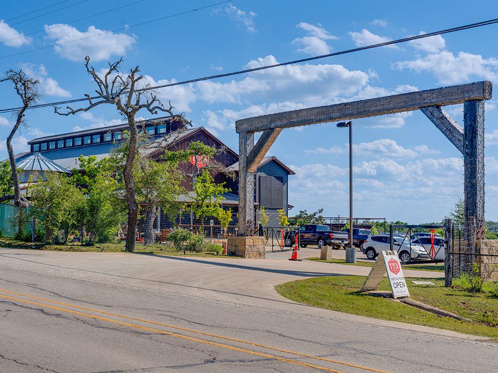 The park entrance and brewery at STARDUST AIRSTREAM RV RESORT AT CEDAR BREAK LODGING