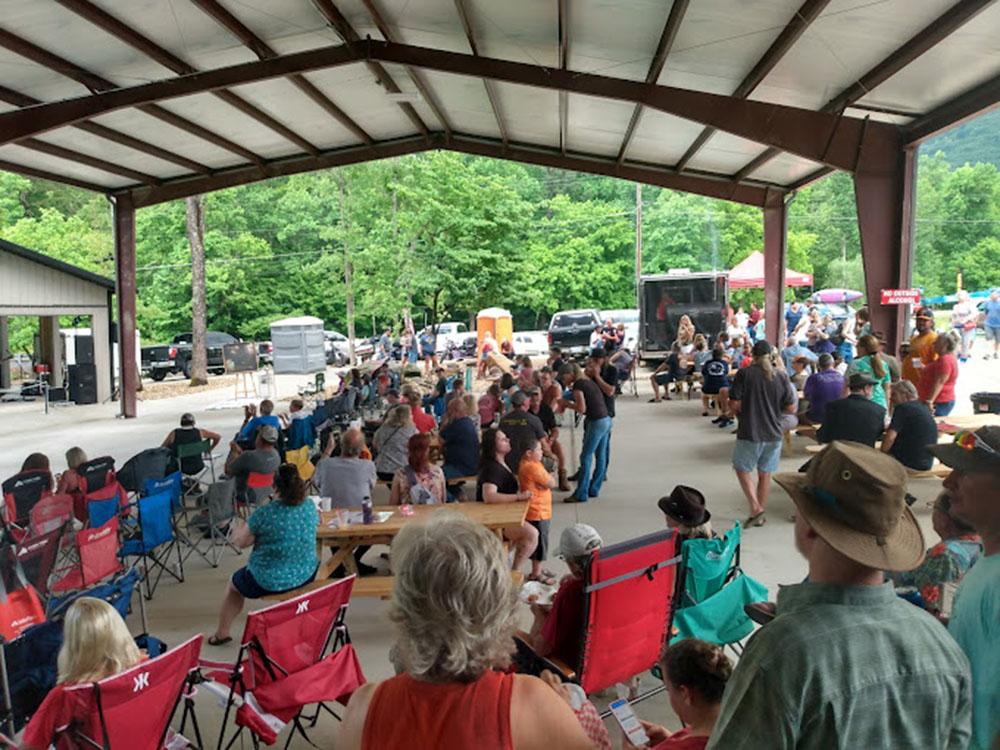 Fun under the pavilion at SMOKY MOUNTAIN PREMIUM CAMPING