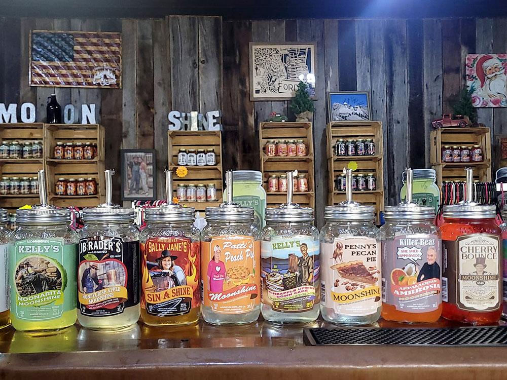 A sampling of Moonshine at SMOKY MOUNTAIN PREMIUM CAMPING