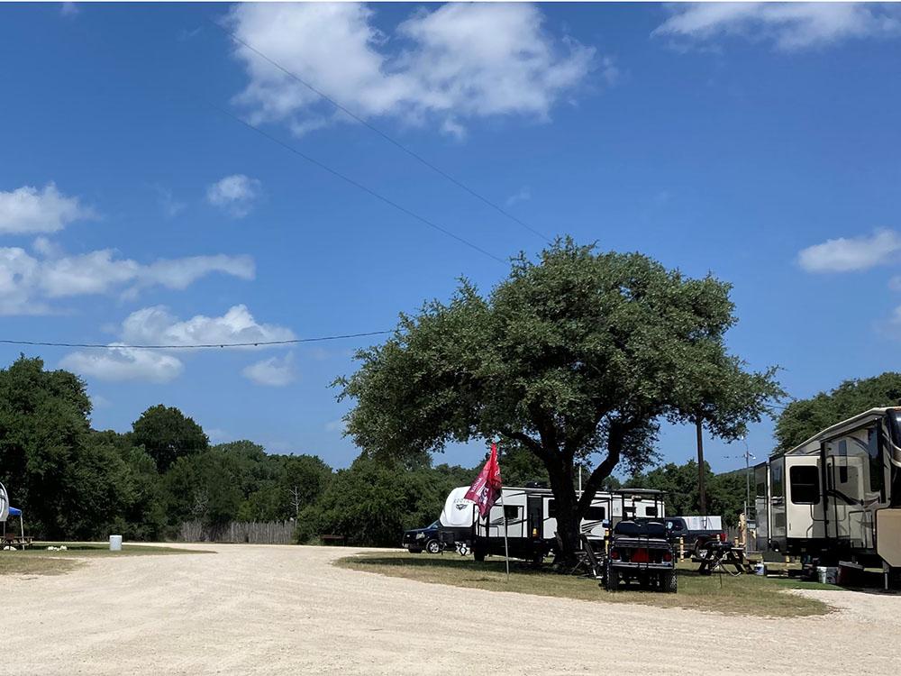 Road leading to gravel RV sites at LOST MAPLES RV AND CAMPING