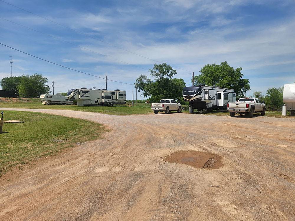 Travel trailers and trucks at sites