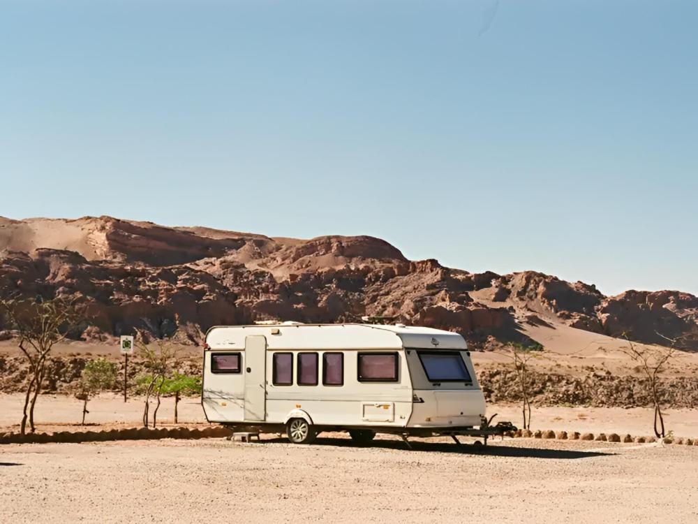 Parked trailer at site Capitol Reef RV Park & Glamping
