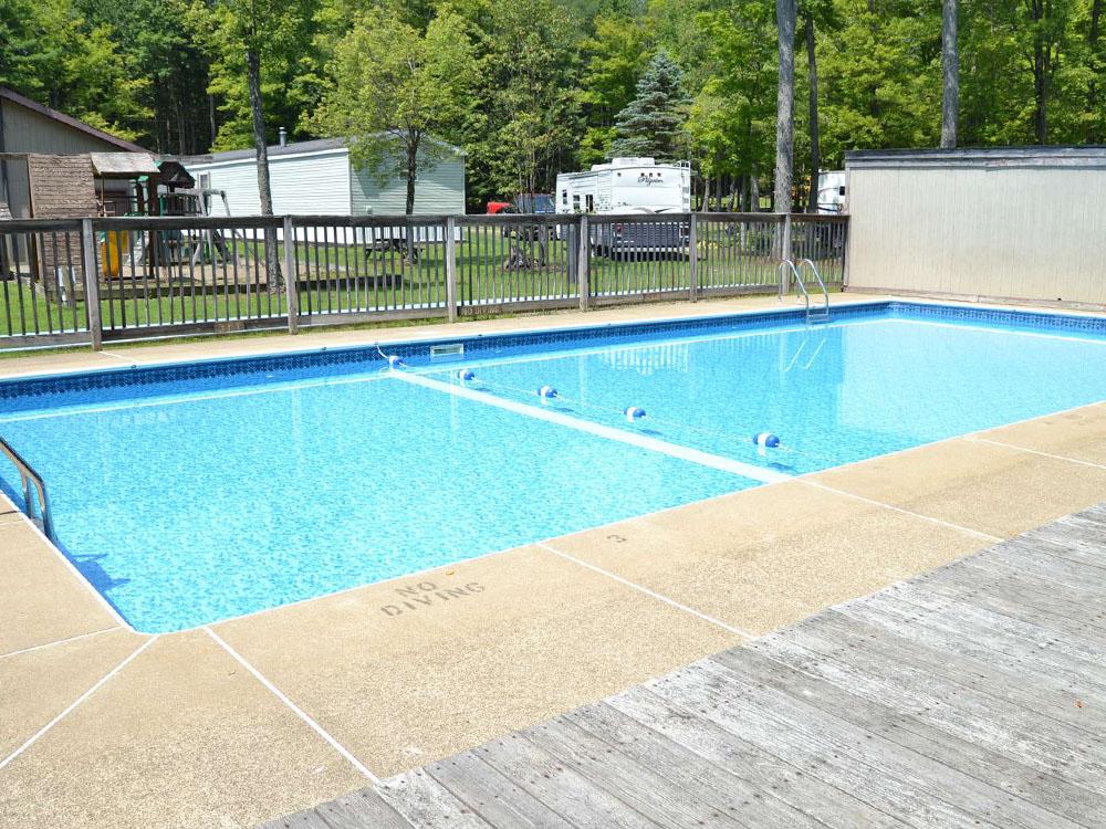 Large fenced swimming pool at KINZUA EAST KAMPGROUND