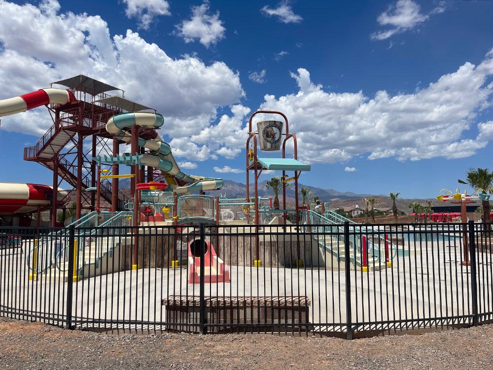 Fenced in waterslides at ZION UTAH JELLYSTONE PARK