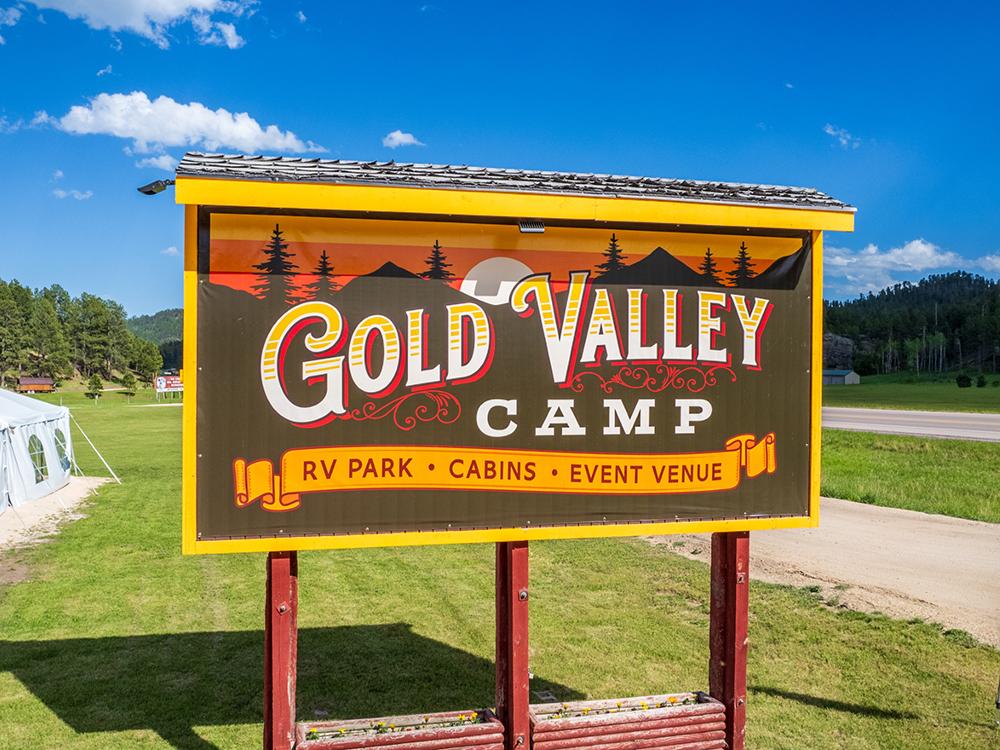 Welcome to Gold Valley Camp sign at GOLD VALLEY CAMP