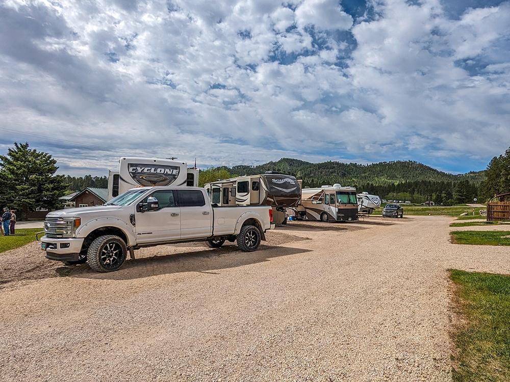 RV sites across from deluxe cabins at GOLD VALLEY CAMP