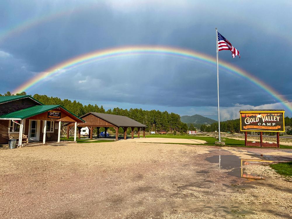 Beautiful rainbow over the campground at GOLD VALLEY CAMP