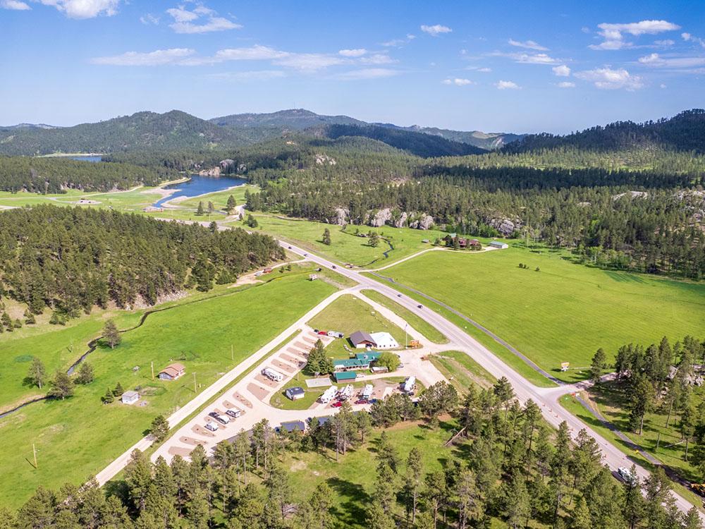 Aerial view of the campground & surrounding area at GOLD VALLEY CAMP