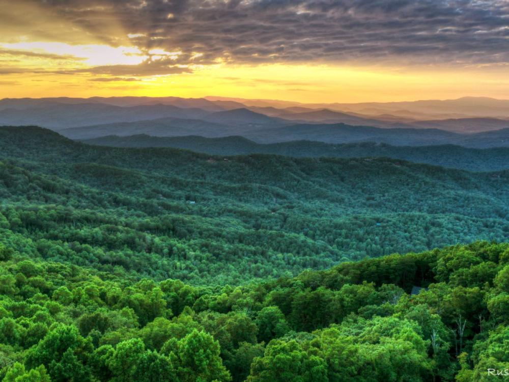 Blue Ridge Mountains at sunset at Blue Ridge RV Resort