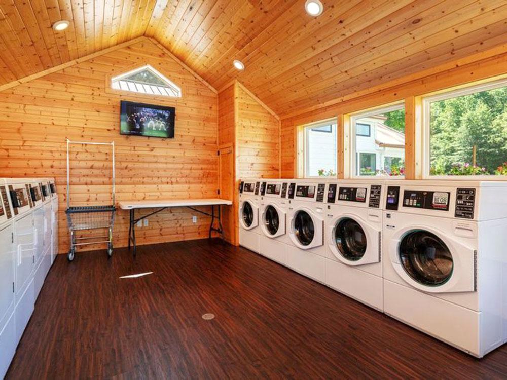 Interior of the laundry facility at WOODLAND CREEK RV PARK