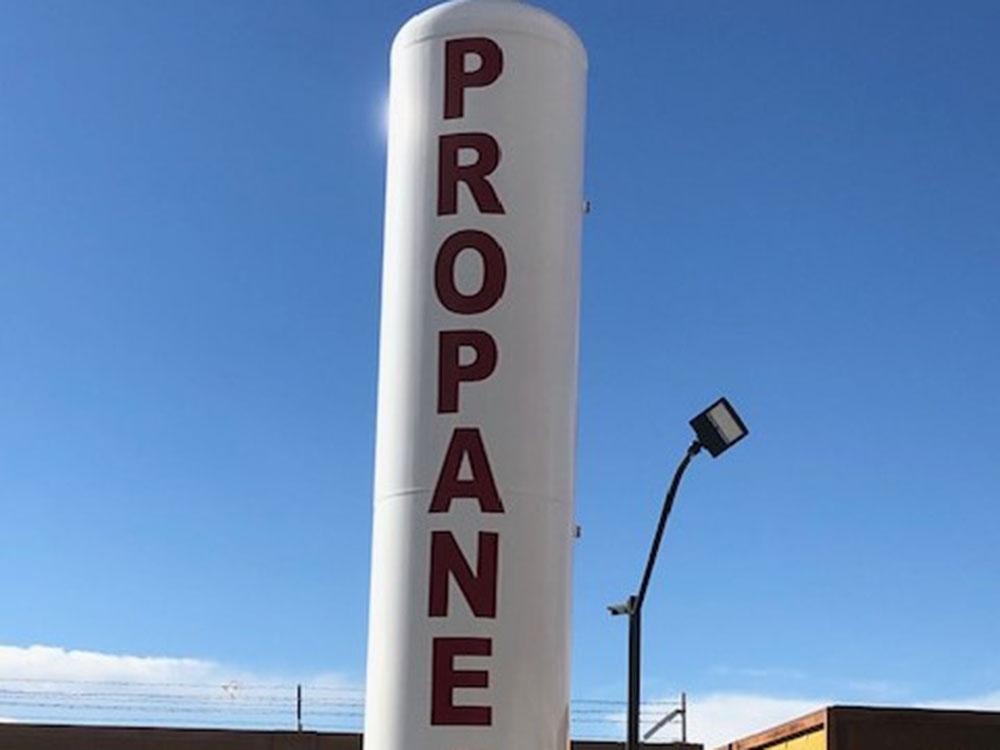 Large propane tank at NOMADLAND RV STAY