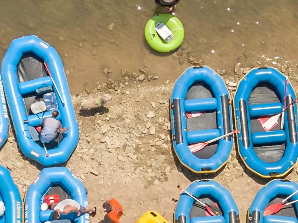 Floats near lake at site Blue Springs Ranch