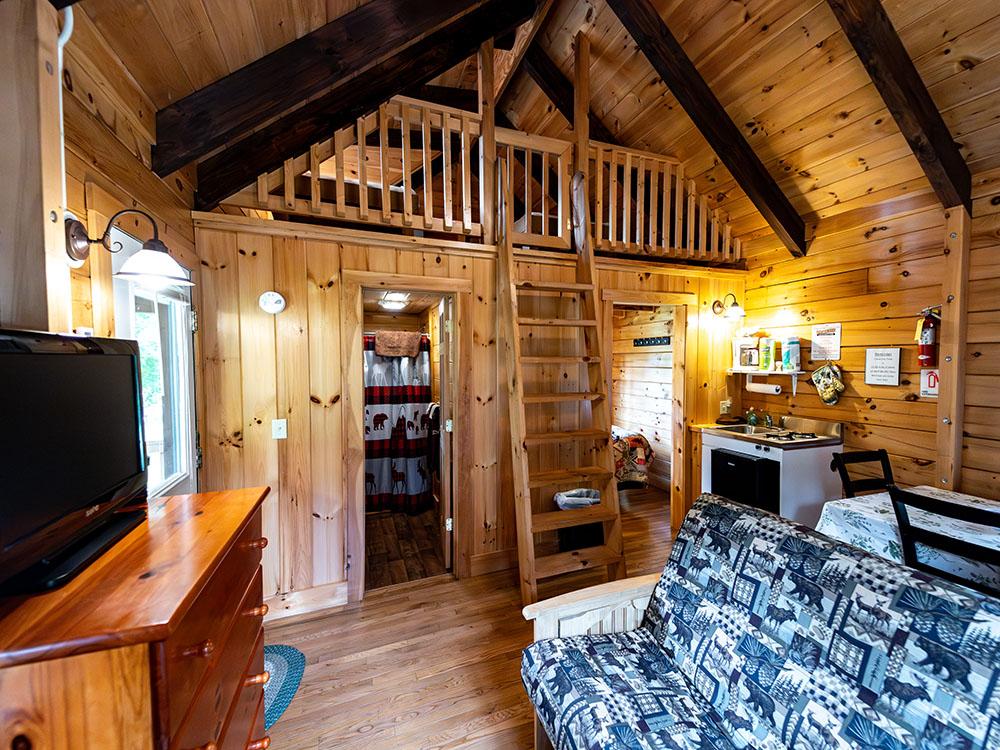 Cabin interior at RIVER MEADOW CAMPGROUND