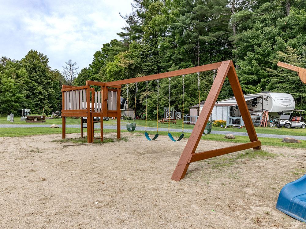 Playground in the sand at RIVER MEADOW CAMPGROUND