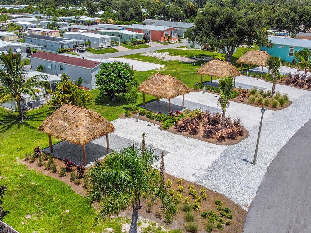 Aerial view of sites with shade canopies at HARBOR VIEW ON THE BAY