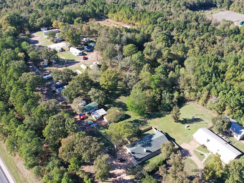 An aerial view of the park at PINE RIDGE RV PARK