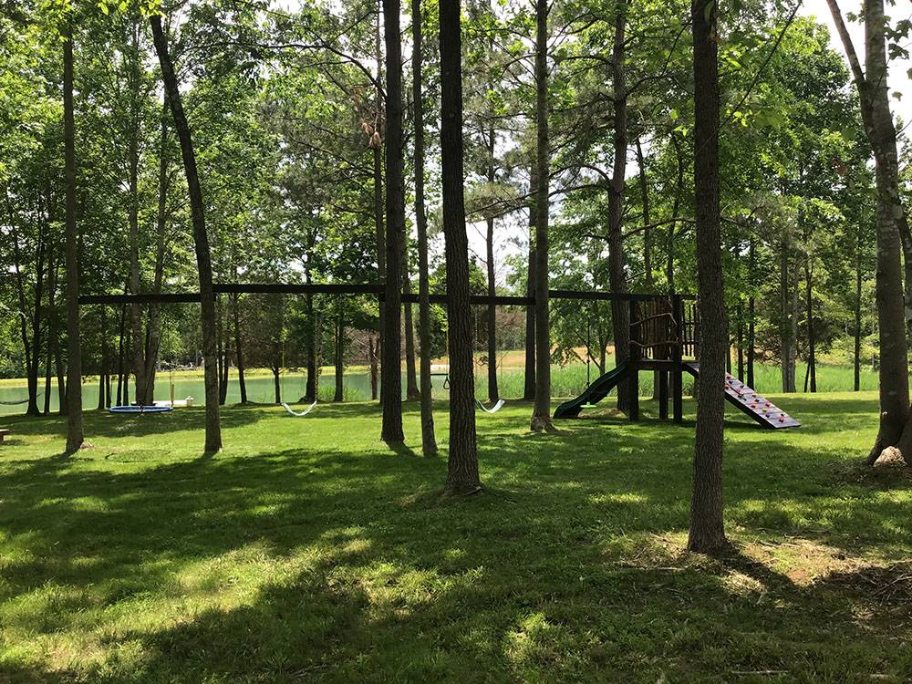 A swing set and play structure