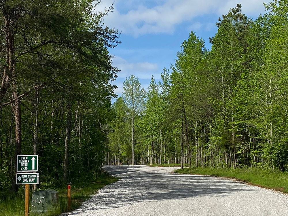 A road leading to sites and dump station