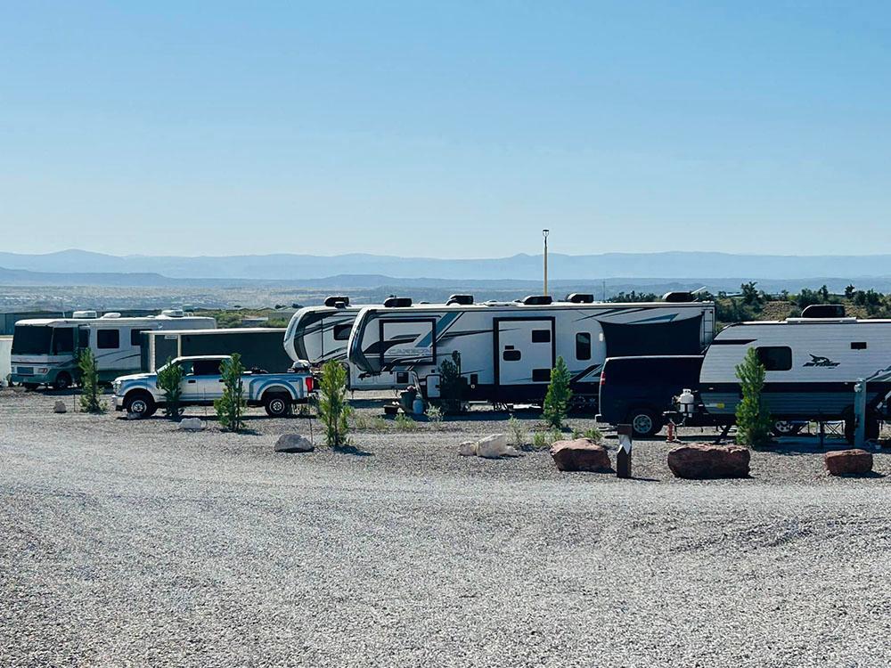 RV sites in a row at COTTONWOOD SPRINGS RV RESORT