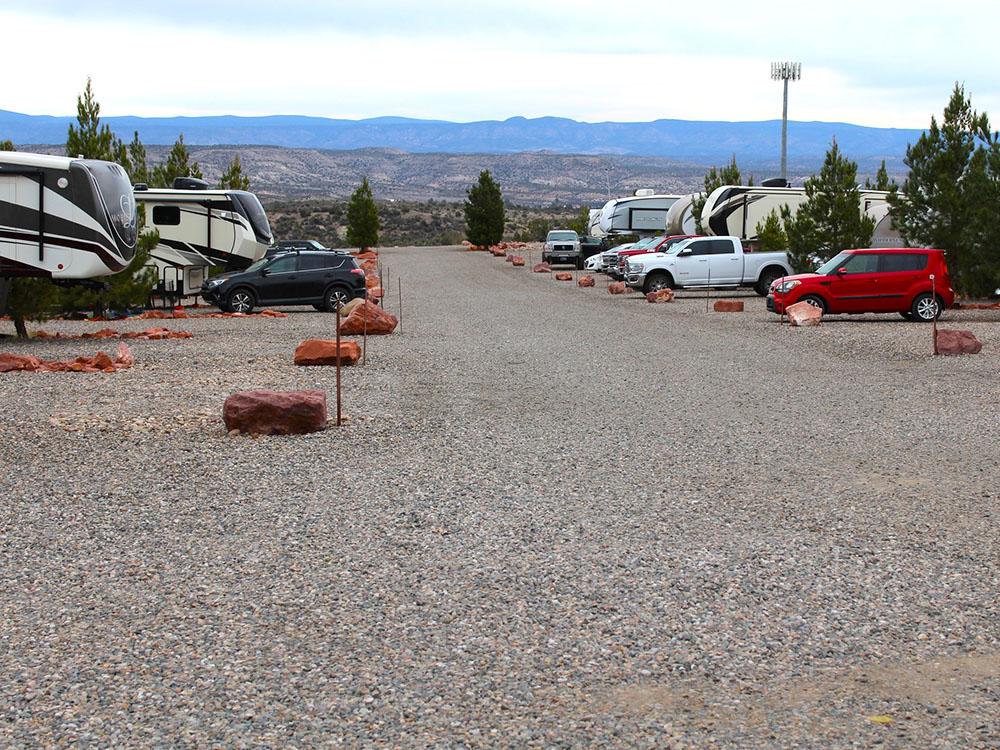 Cars and RVs in sites at SEDONA VIEW RV RESORT