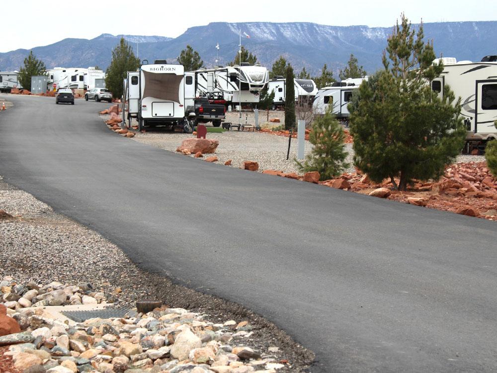 The gravel road through the park at SEDONA VIEW RV RESORT