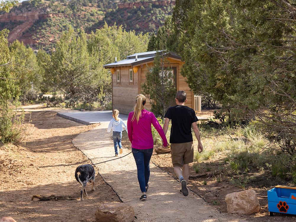 Walking a dog at BEST FRIENDS RV PARK