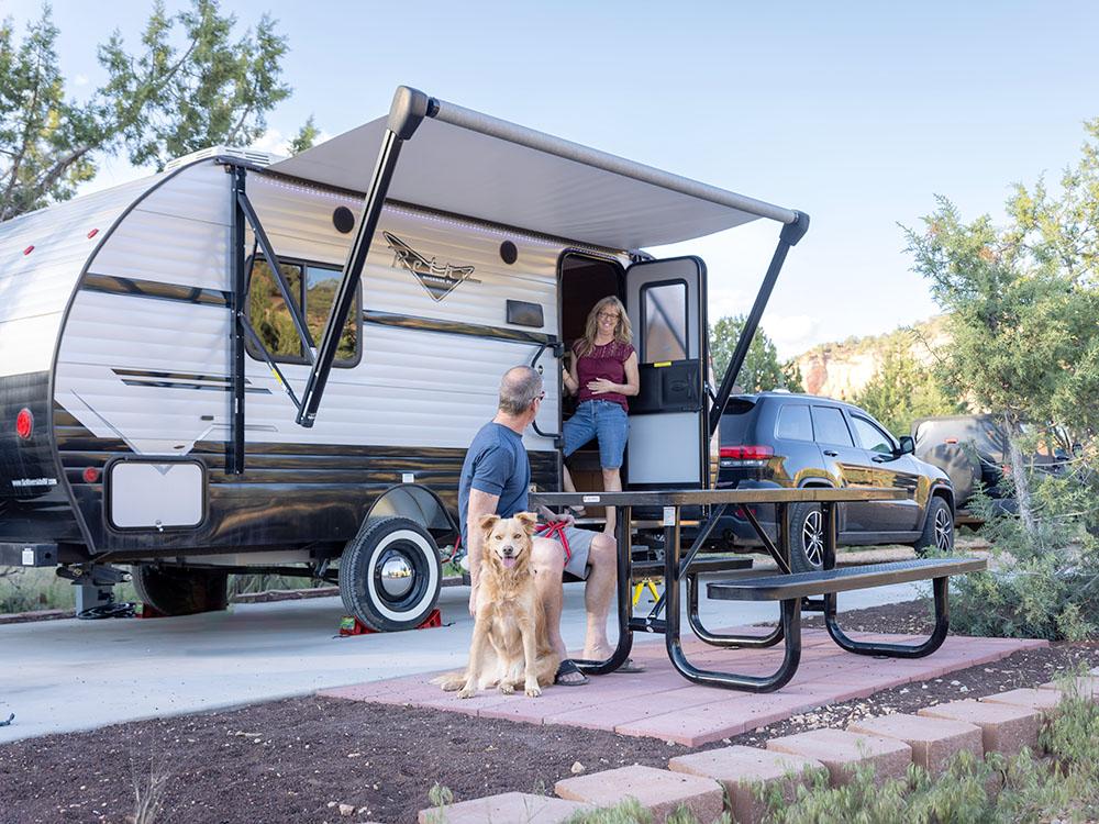 Standing in the RV door at BEST FRIENDS RV PARK