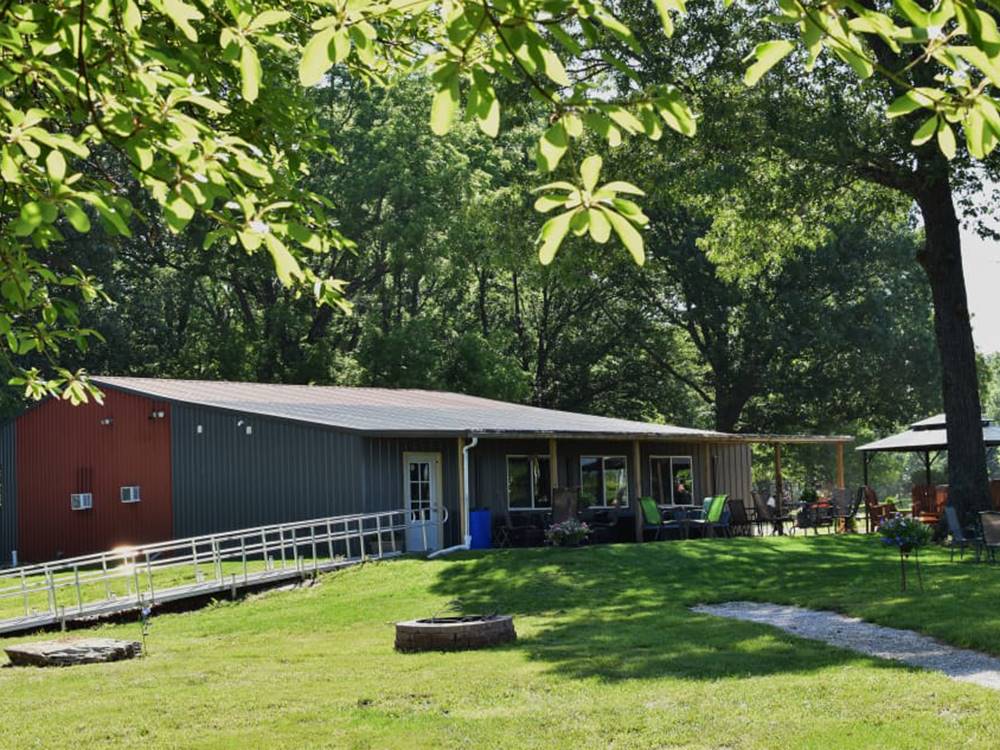 Large building with ramp