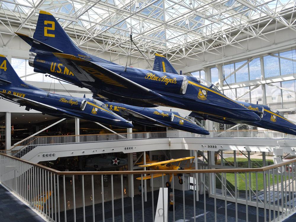 Jets on display in a museum at PALM COVE RV VILLAGE