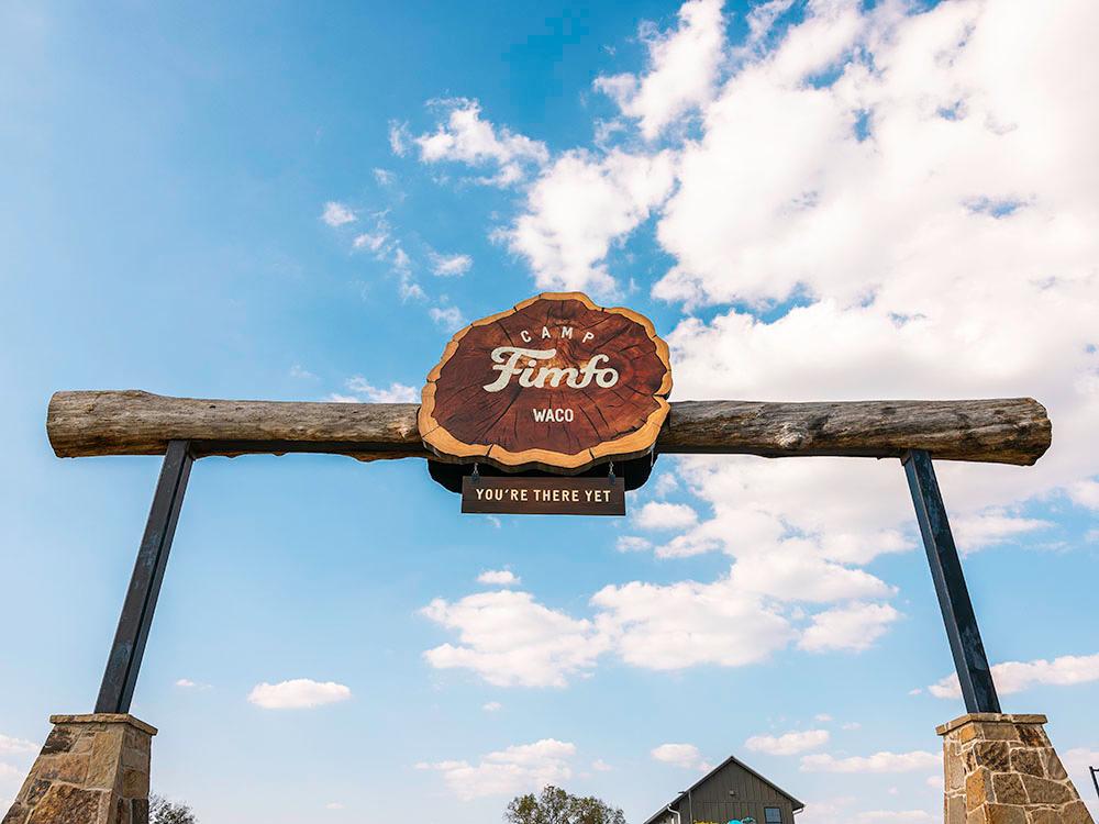 Entrance sign at CAMP FIMFO WACO