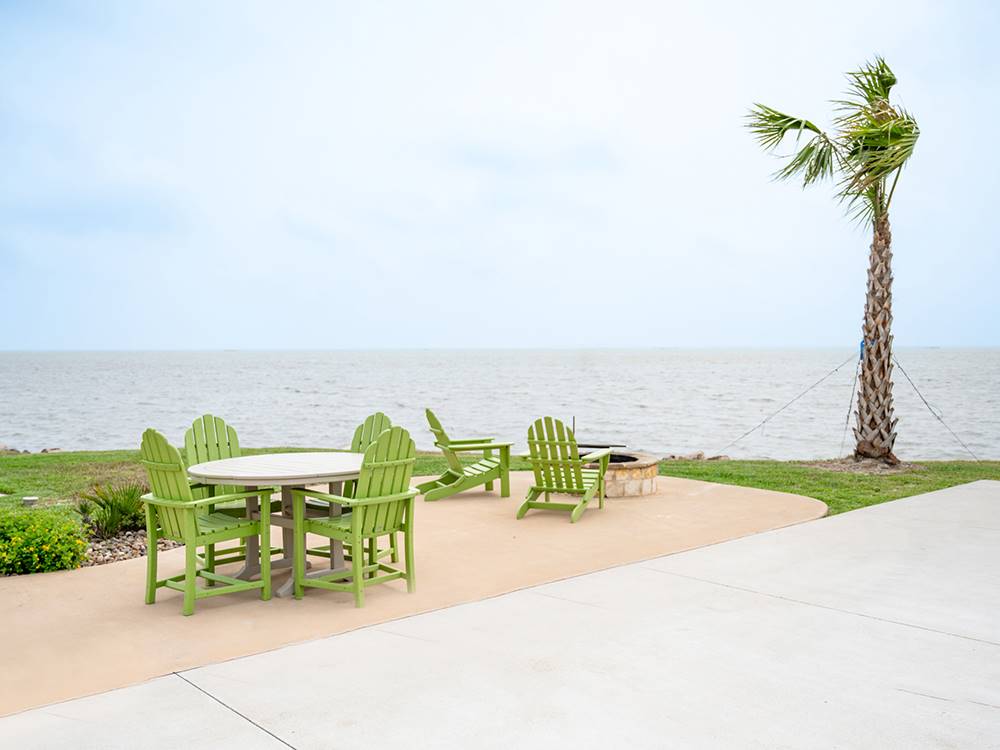 Waterfront seating at Firefly Resort Coastal Bend