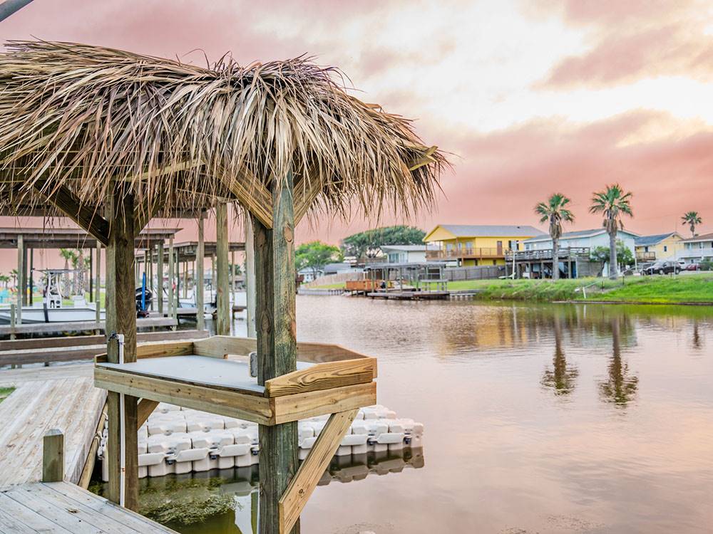 The docks at sunset at Firefly Resort Coastal Bend