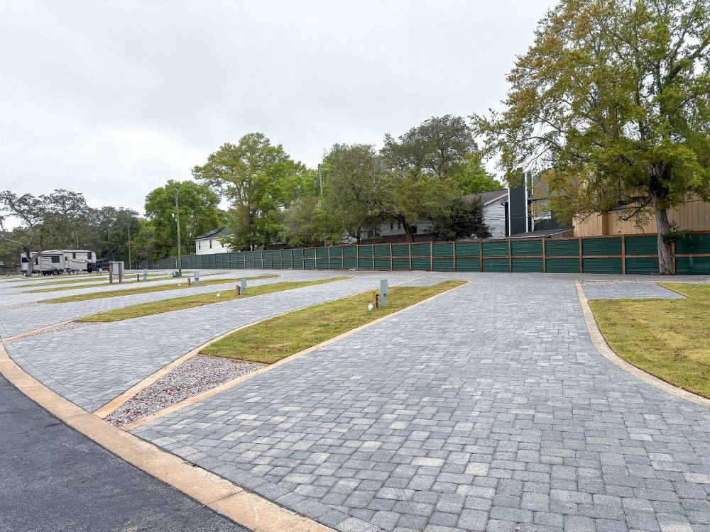 Brick pad RV sites with hookups